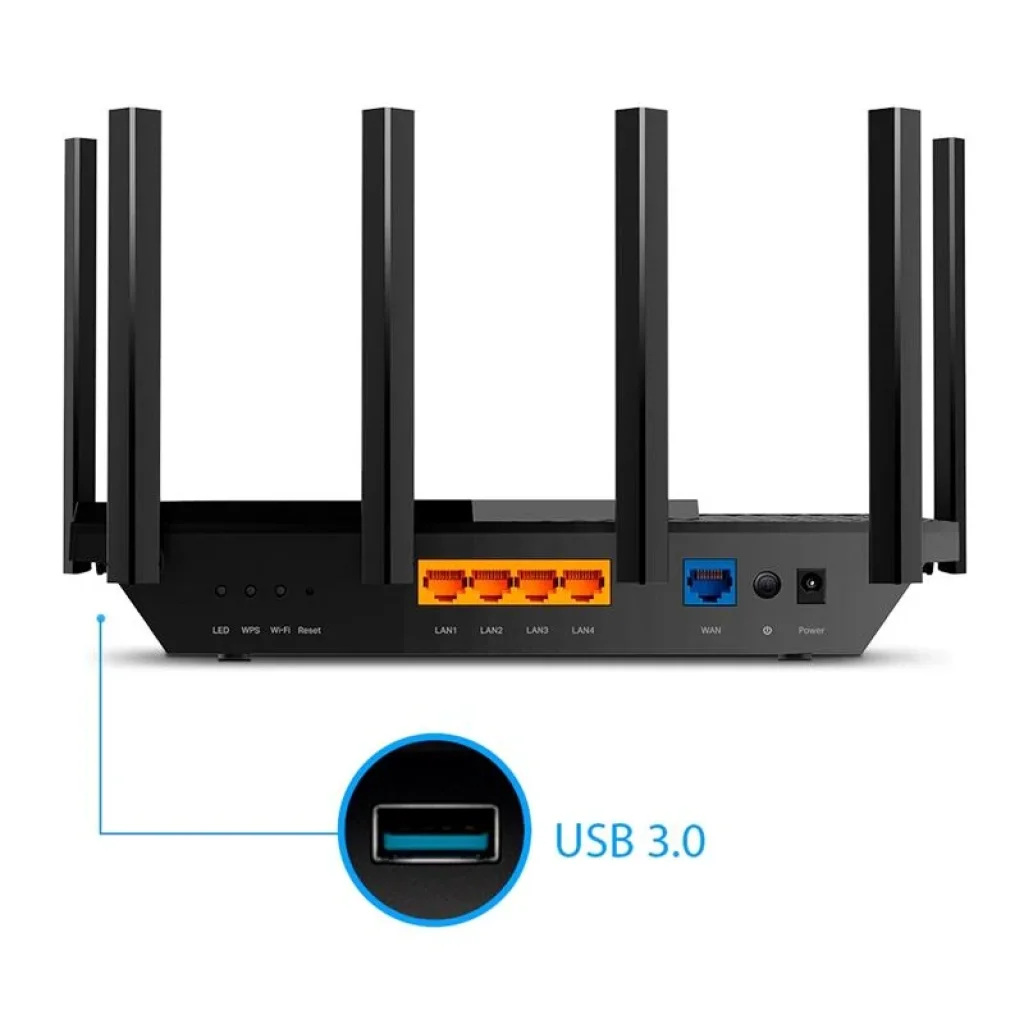 Беспроводной маршрутизатор TP-Link Archer AX73 (AX5400, Wi-Fi 6, 1хGE WAN, 4хGE LAN, 1хUSB3.0, 4T4R, HT160, 6х внешних антен) UA