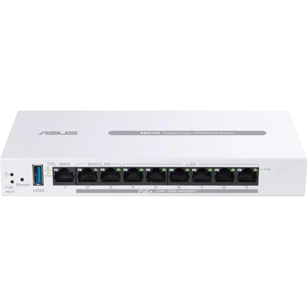Маршрутизатор Asus ExpertWiFi EBG19P (90IG08C0-MO3B00) (1xGE WAN, 2xGE WAN/LAN PoE+, 6xGE LAN PoE+, Broadcom, 1xUSB 3.2, max PoE 110W, контролер AiMesh, BT) UA