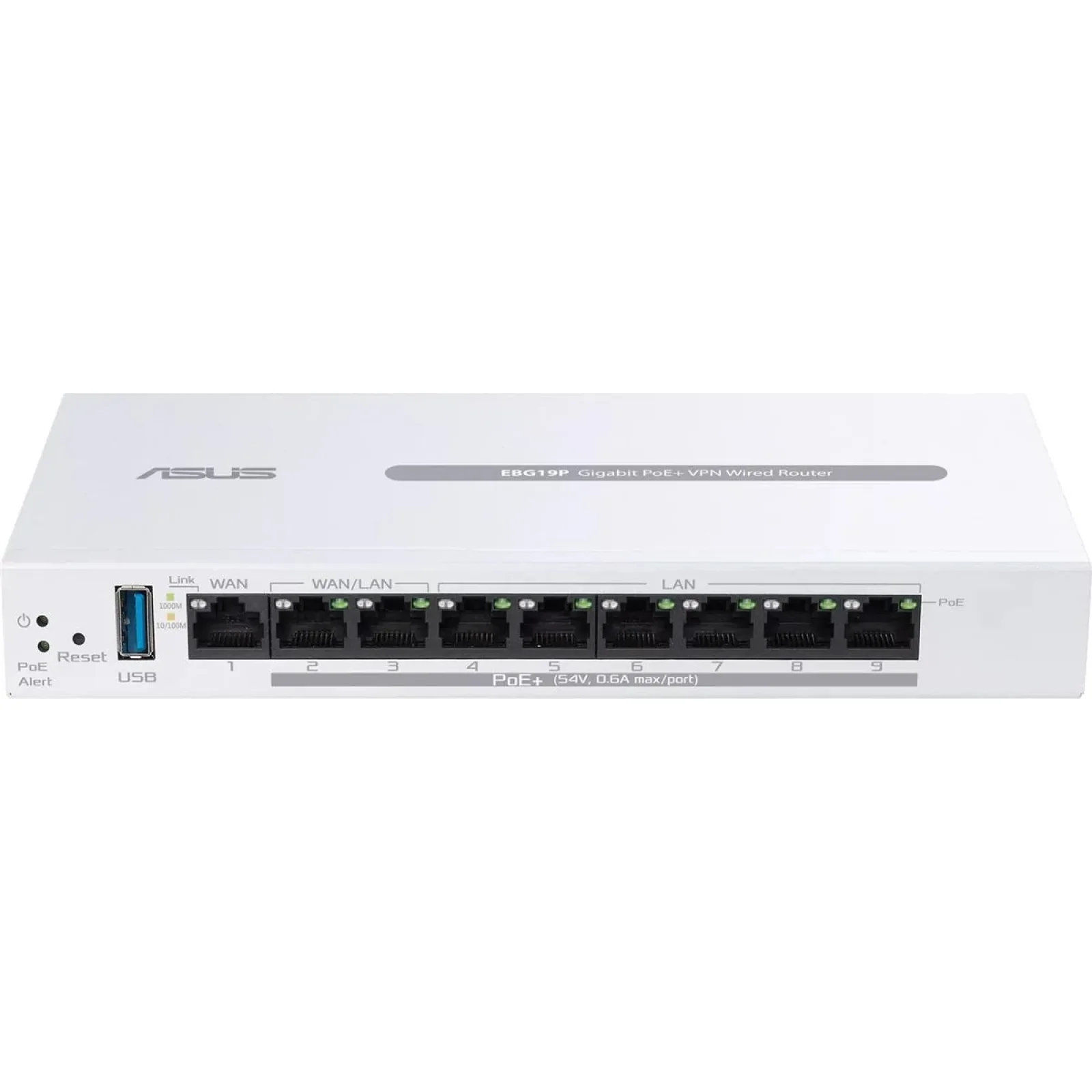 Маршрутизатор Asus ExpertWiFi EBG19P (90IG08C0-MO3B00) (1xGE WAN, 2xGE WAN/LAN PoE+, 6xGE LAN PoE+, Broadcom, 1xUSB 3.2, max PoE 110W, контролер AiMesh, BT) UA
