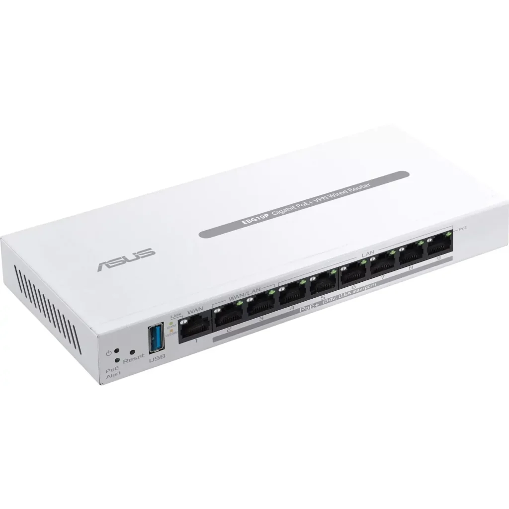 Маршрутизатор Asus ExpertWiFi EBG19P (90IG08C0-MO3B00) (1xGE WAN, 2xGE WAN/LAN PoE+, 6xGE LAN PoE+, Broadcom, 1xUSB 3.2, max PoE 110W, контролер AiMesh, BT) UA