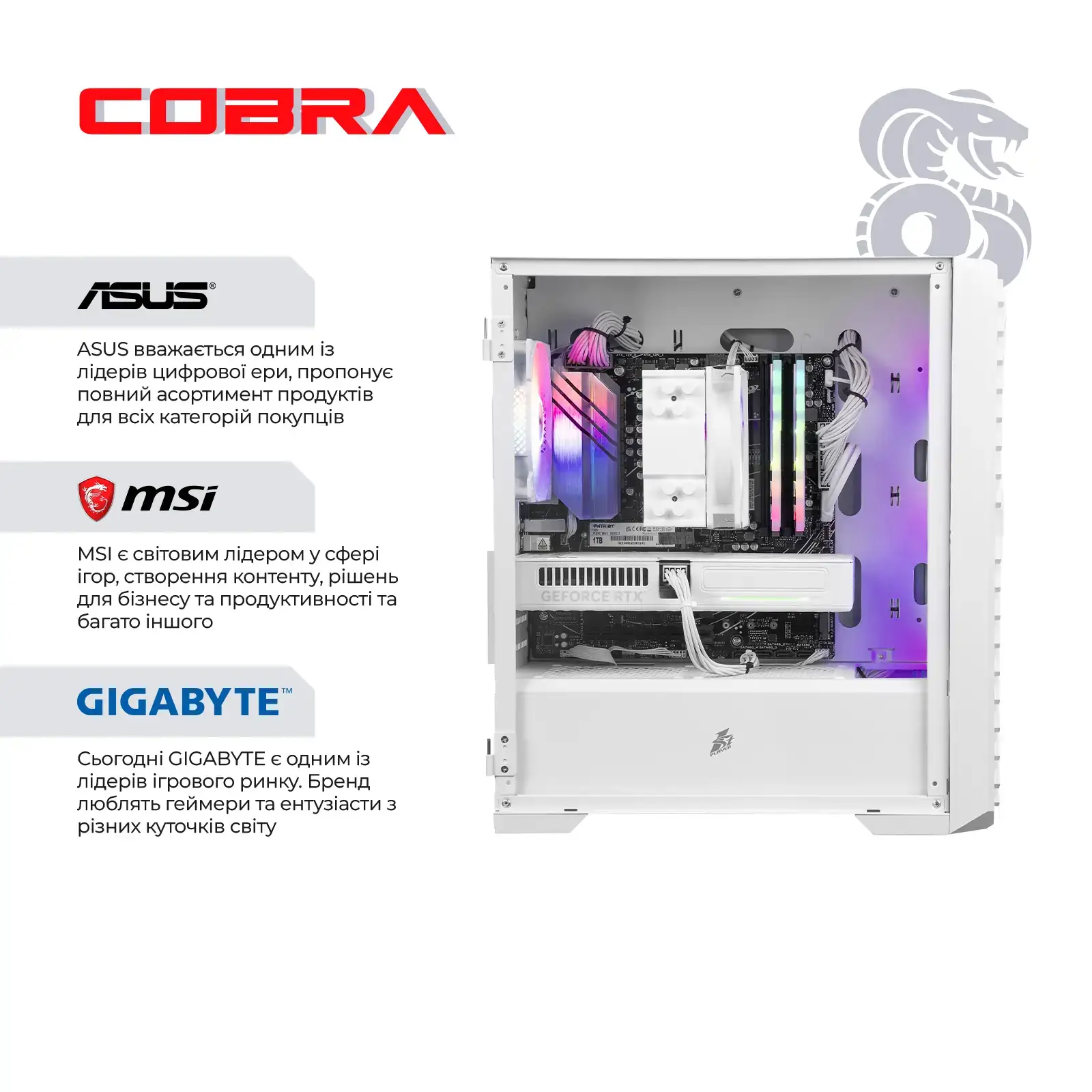 Ігровий комп`ютер COBRA GO RTX 5060 / Ryzen 5 5500 / RAM 32GB / SSD 1TB (R5G26502) UA