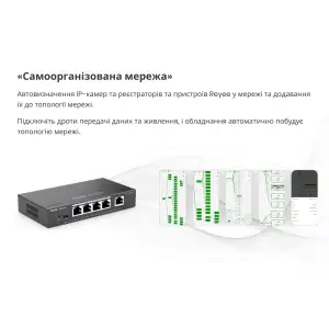 Коммутатор Ruijie Reyee RG-ES205GC (4xGE, 1xGE Uplink, CCTV, Cloud Managed, L2, настольный, бесшумный, металл) UA