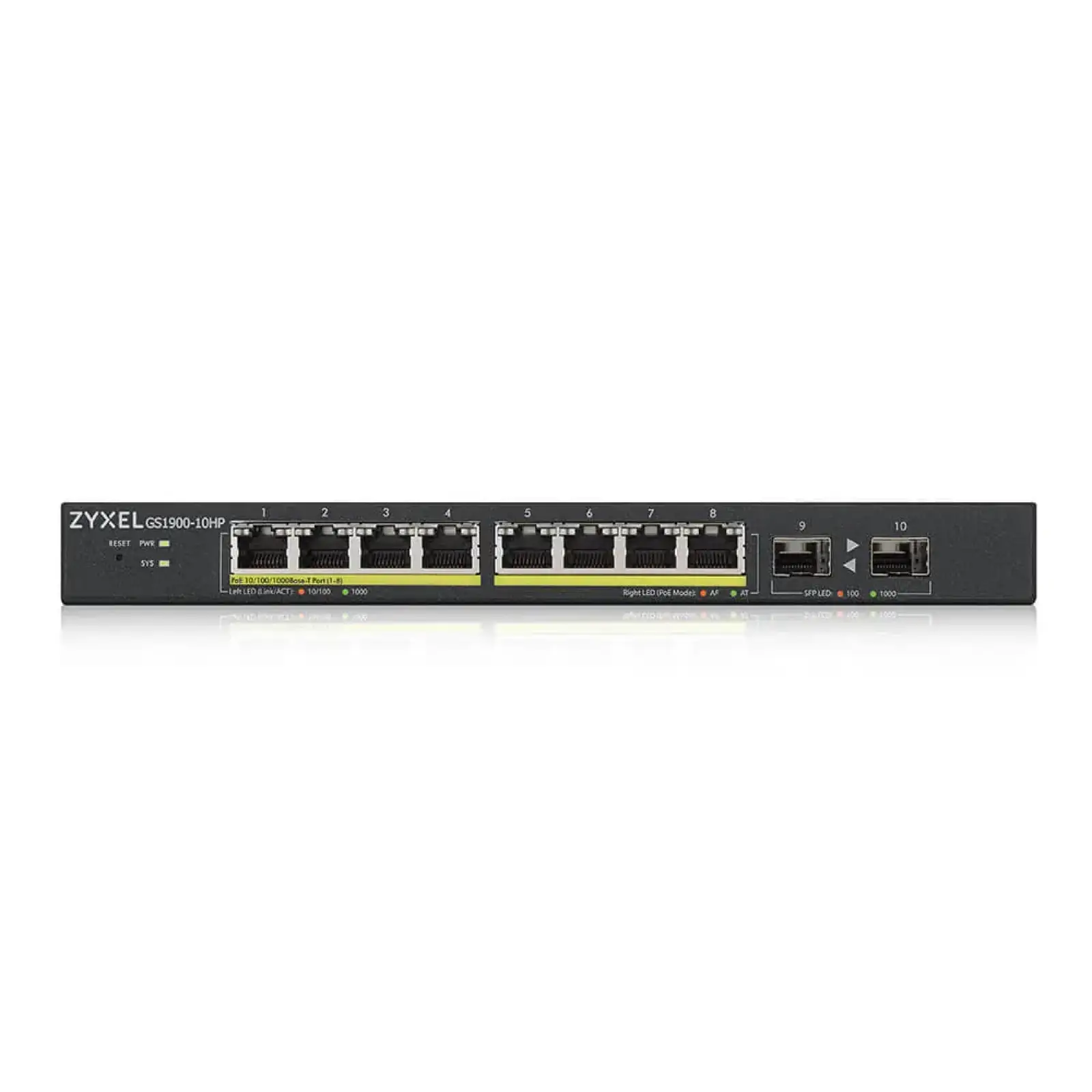 Коммутатор ZYXEL GS1900-10HP (GS1900-10HP-EU0102F) (8xGE PoE, 2хSFP, POE 77W, WebSmart) UA