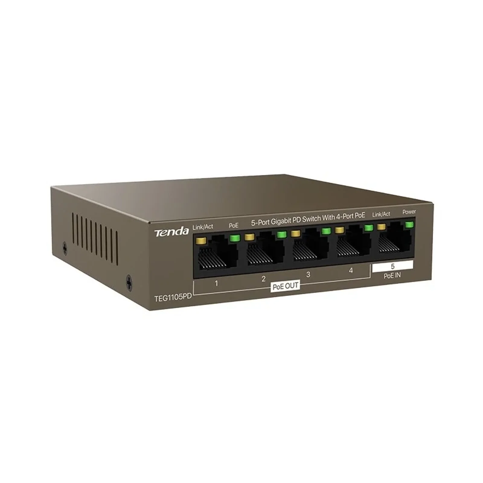Коммутатор Tenda TEG1105PD (4xGE PoE, PoE max 30W, 1xGE PoE IN) UA