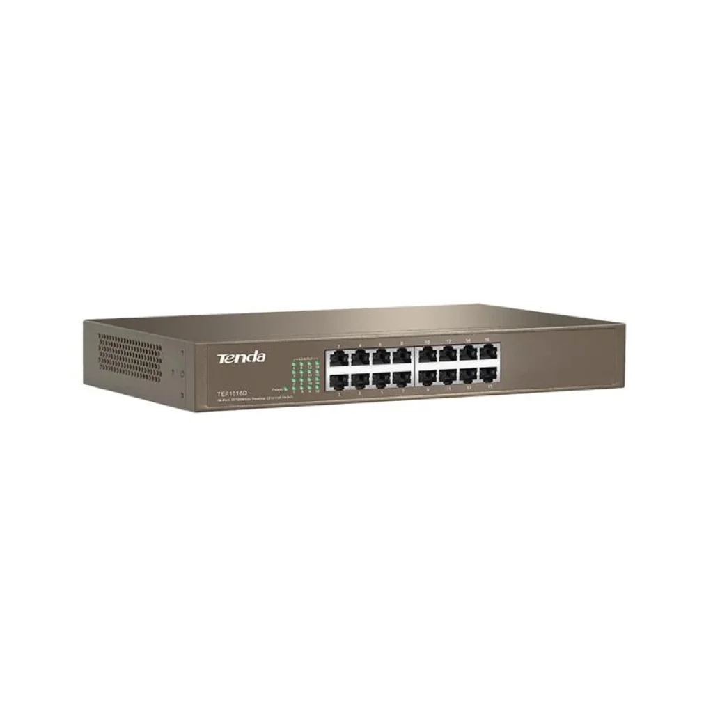 Комутатор TENDA TEF1016D 16port 10/100,некерований, мет корпус UA