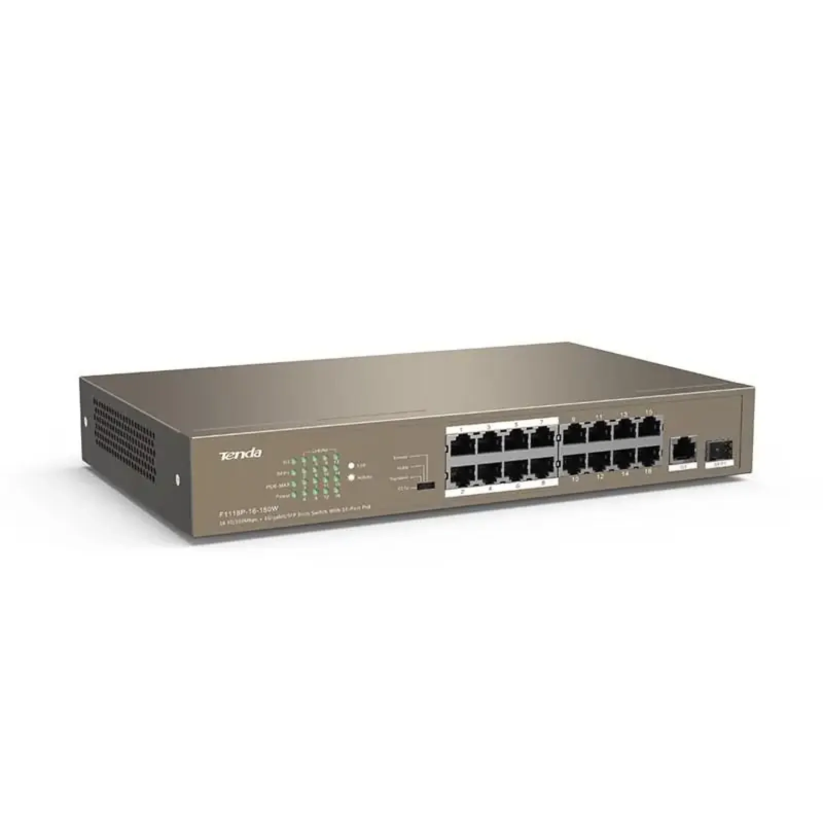 Коммутатор TENDA TEF1118P-16-150W (16xFE PoE, 1xGE/SFP, 135Вт max) UA