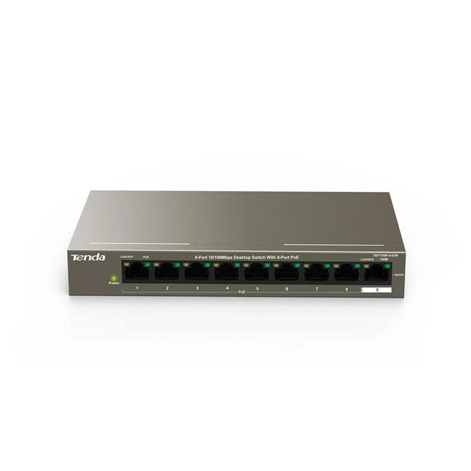 Комутатор TENDA TEF1109P-8-63W (1xFE+8xFE PoE, 58Вт max) UA