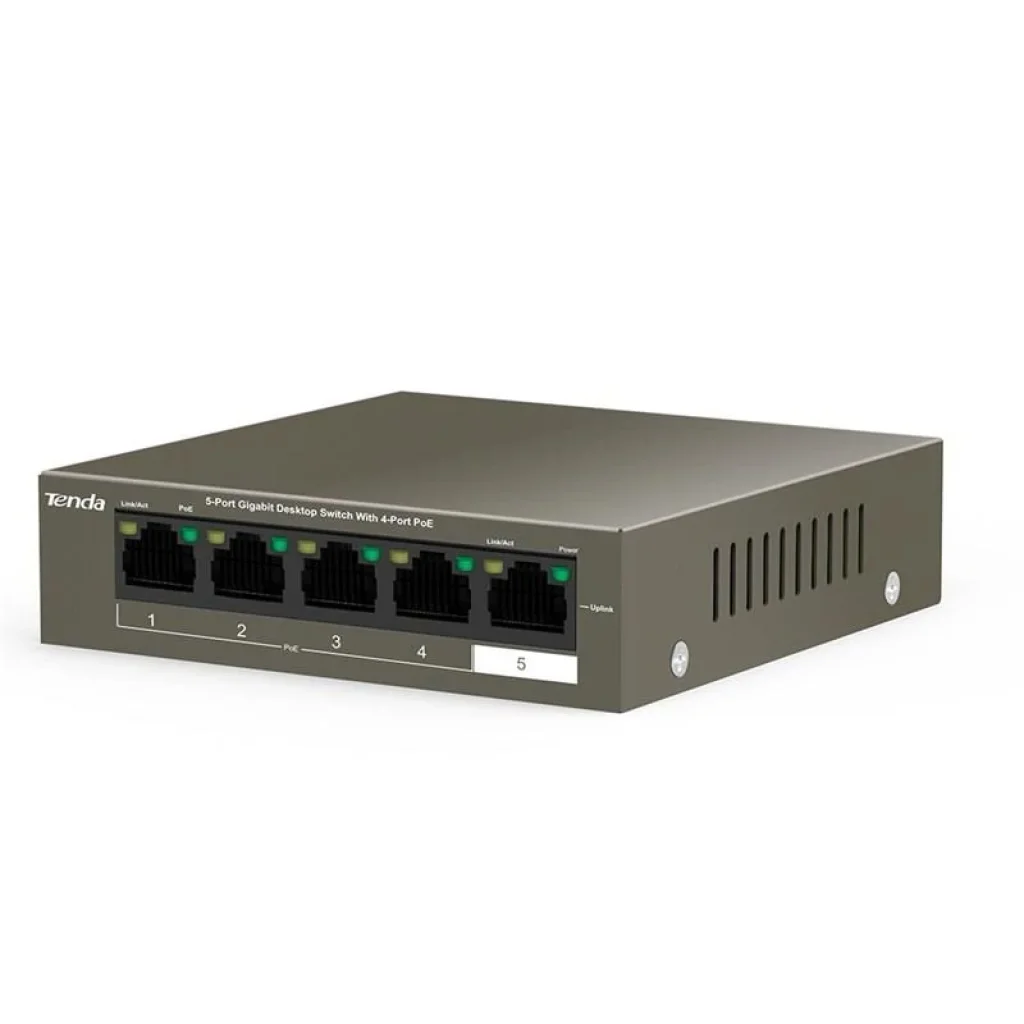 Комутатор Tenda TEG1105P-4-63W (1xGE+4xGE PoE, 58Вт max) UA