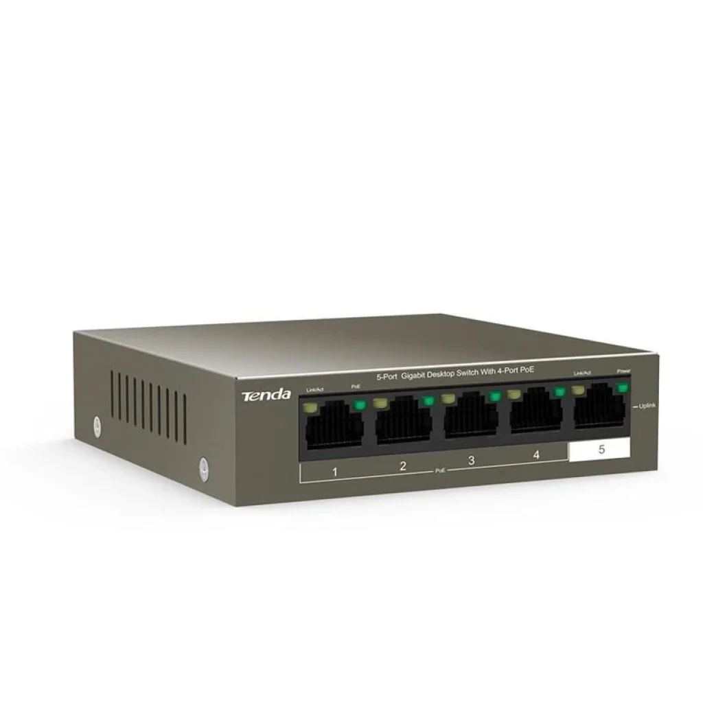 Комутатор Tenda TEG1105P-4-63W (1xGE+4xGE PoE, 58Вт max) UA
