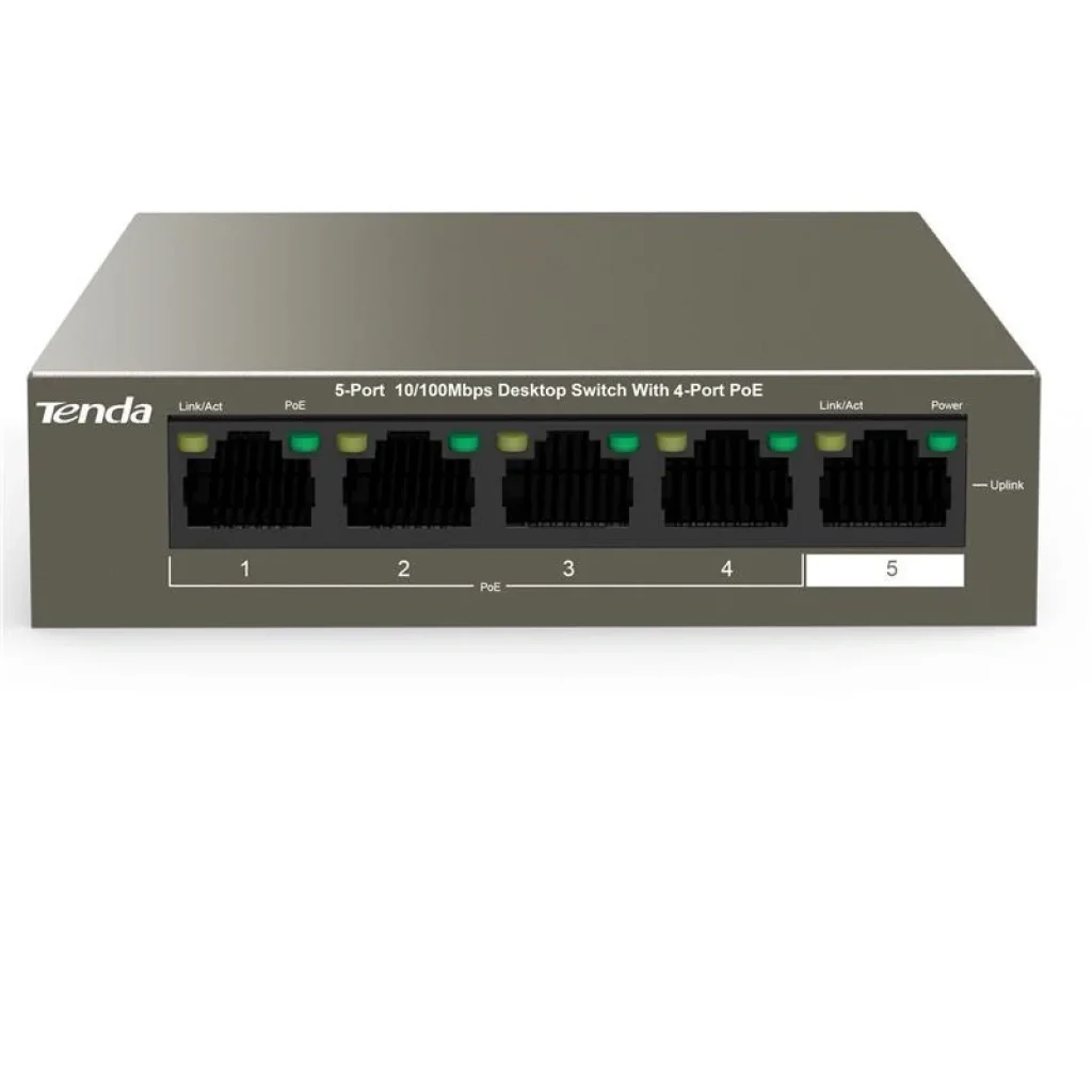 Комутатор Tenda TEF1105P-4-38W (4xFE PoE, 1xFE Uplink, 35Вт) UA