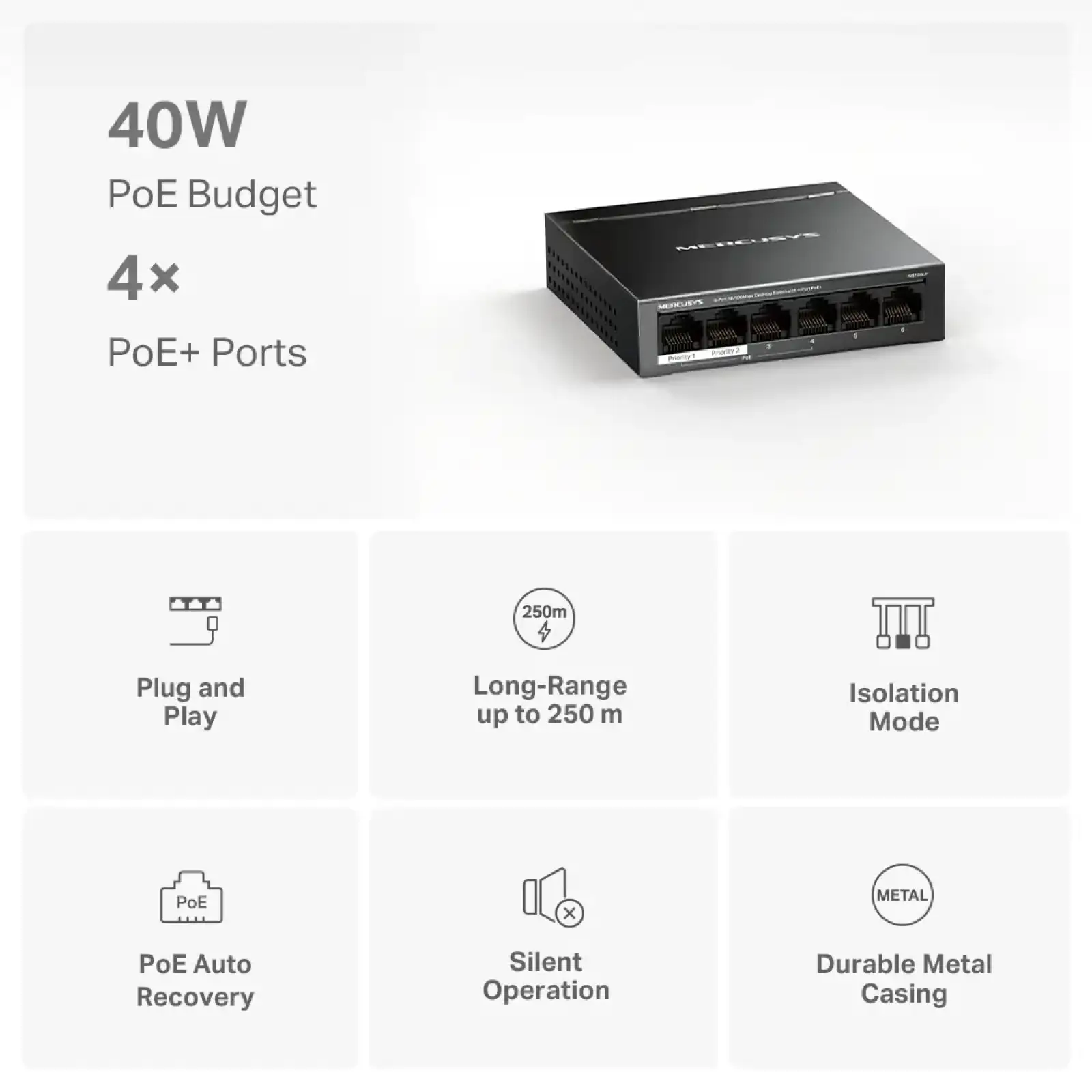 Комутатор Mercusys MS106LP UA