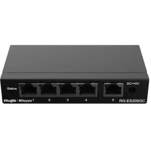 Коммутатор Ruijie Reyee RG-ES205GC (4xGE, 1xGE Uplink, CCTV, Cloud Managed, L2, настольный, бесшумный, металл) UA