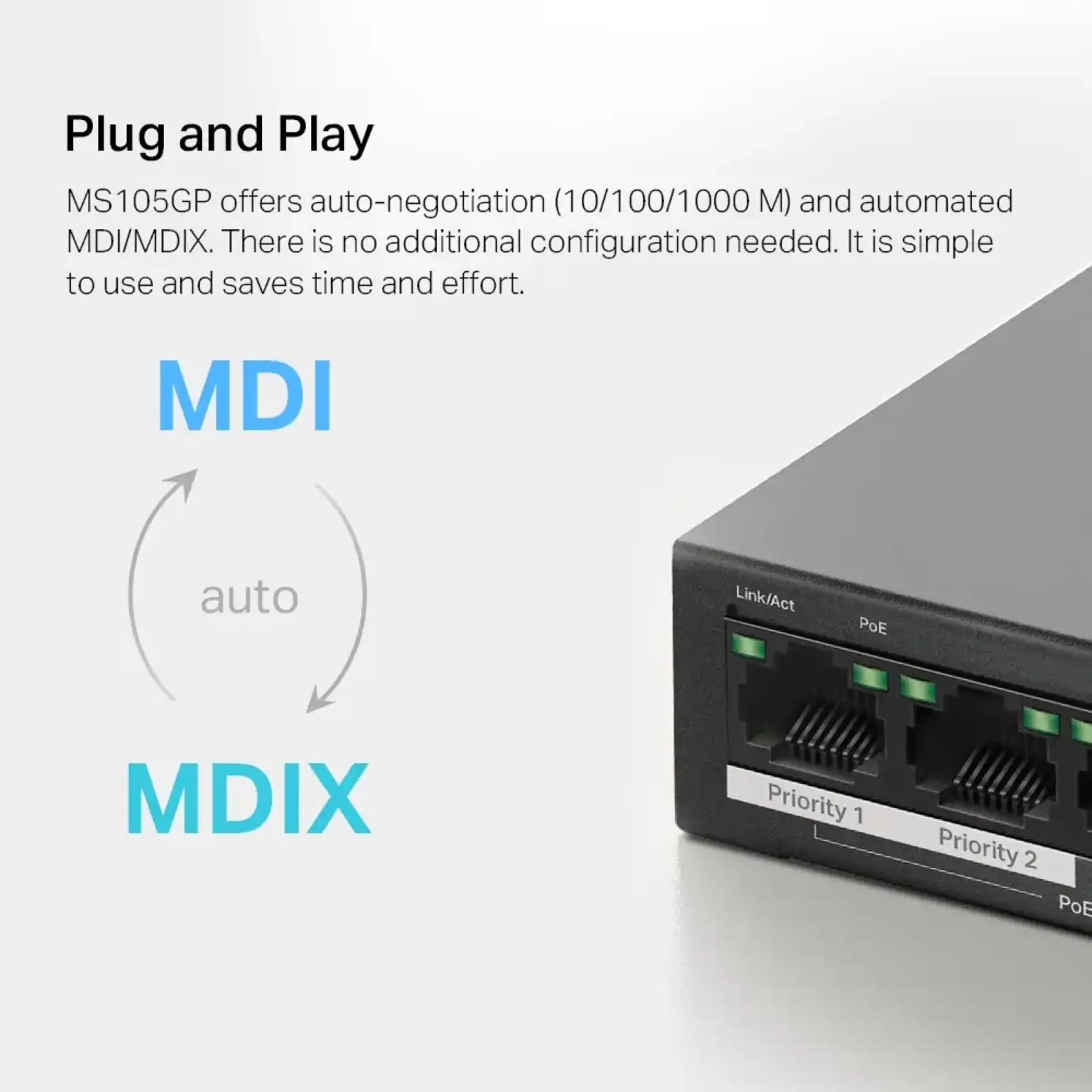 Комутатор Mercusys MS105GP UA