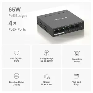Комутатор Mercusys MS105GP UA