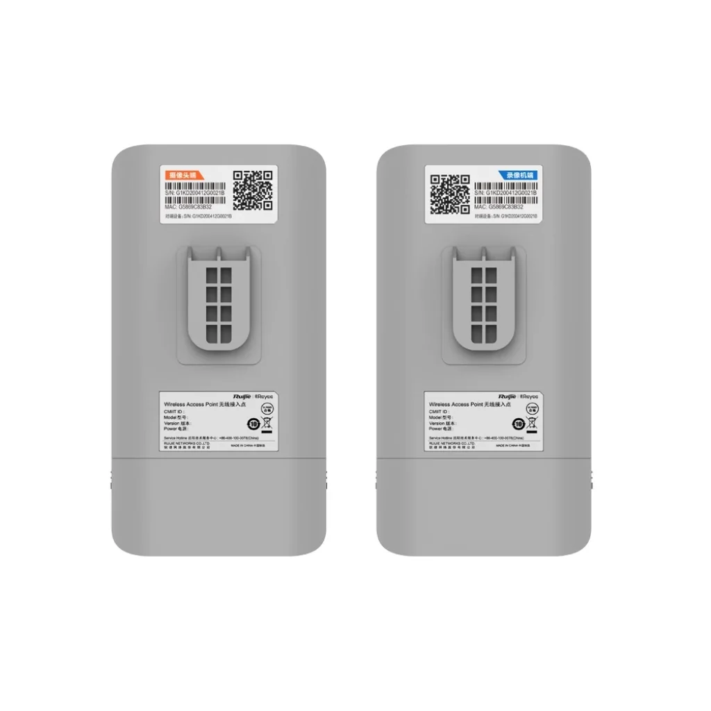 Точка доступу Ruijie Reyee RG-EST310 V2 комплект з 2 шт (WiFi bridge, AC867Mbps, 2xGE PoE, IP54, 2x2, 250mw, CCTV, спрямов ант: hor 60°/vert 30°, 10dBi, 1xFE PoE, 1xDC 12V, Ruijie Cloud, injector в комплекті) UA