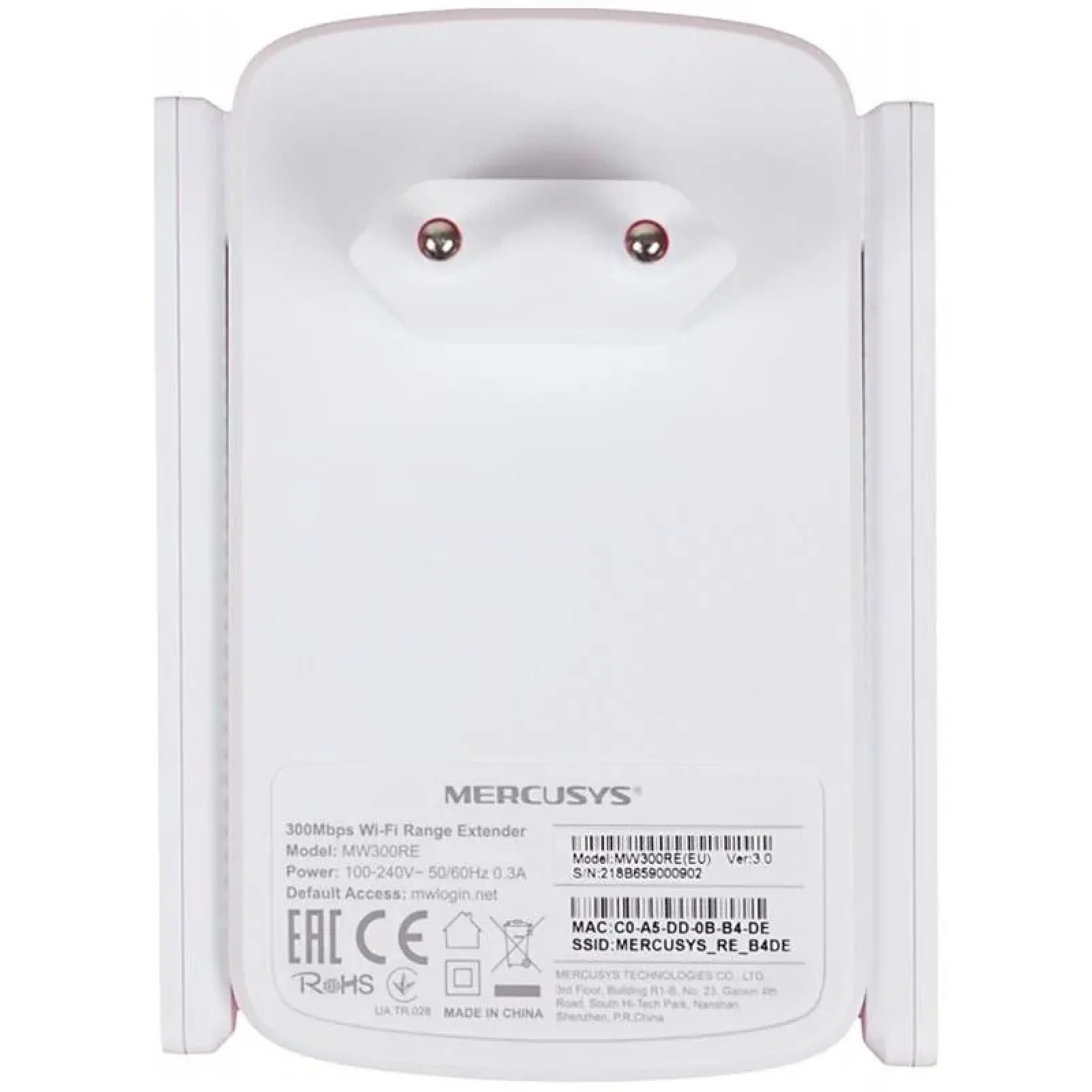 Точка доступу Mercusys MW300RE (N300, 3 зовнішні антени, підсилювач бездротового сигналу) UA