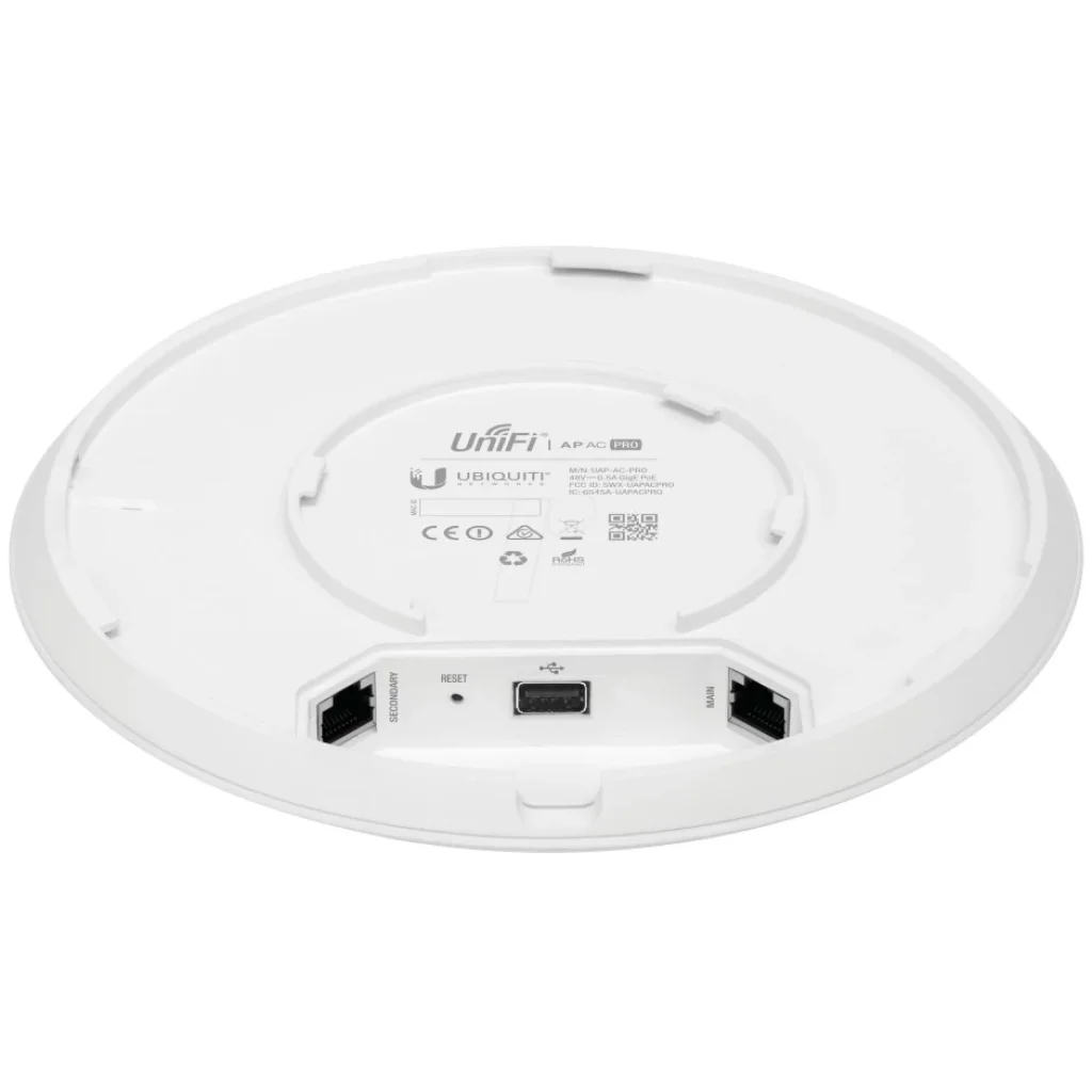 Точка доступу Ubiquiti UniFi UAP-AC-PRO (AC1750, 3x3 MIMO, 22 dBm, 2x10/100/1000 Mbps, PoE) box UA