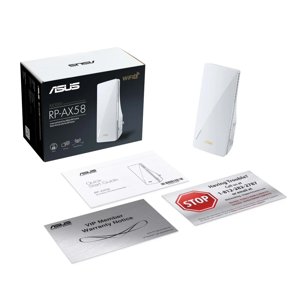 Повторитель/расширитель WiFi сигнала ASUS RP-AX58 (AX3000, WiFi 6,1xGE LAN, AiMesh, 2х внутренние антенны) UA