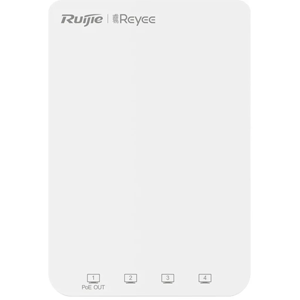 Точка доступу Ruijie Reyee RG-RAP1200(P) (AC1300, 1xGE PoE in, 1xGE PoE out, 3xGE, wall plate, MU-MIMO, PoE, L2/L3 Roaming, Ruijie Cloud) UA