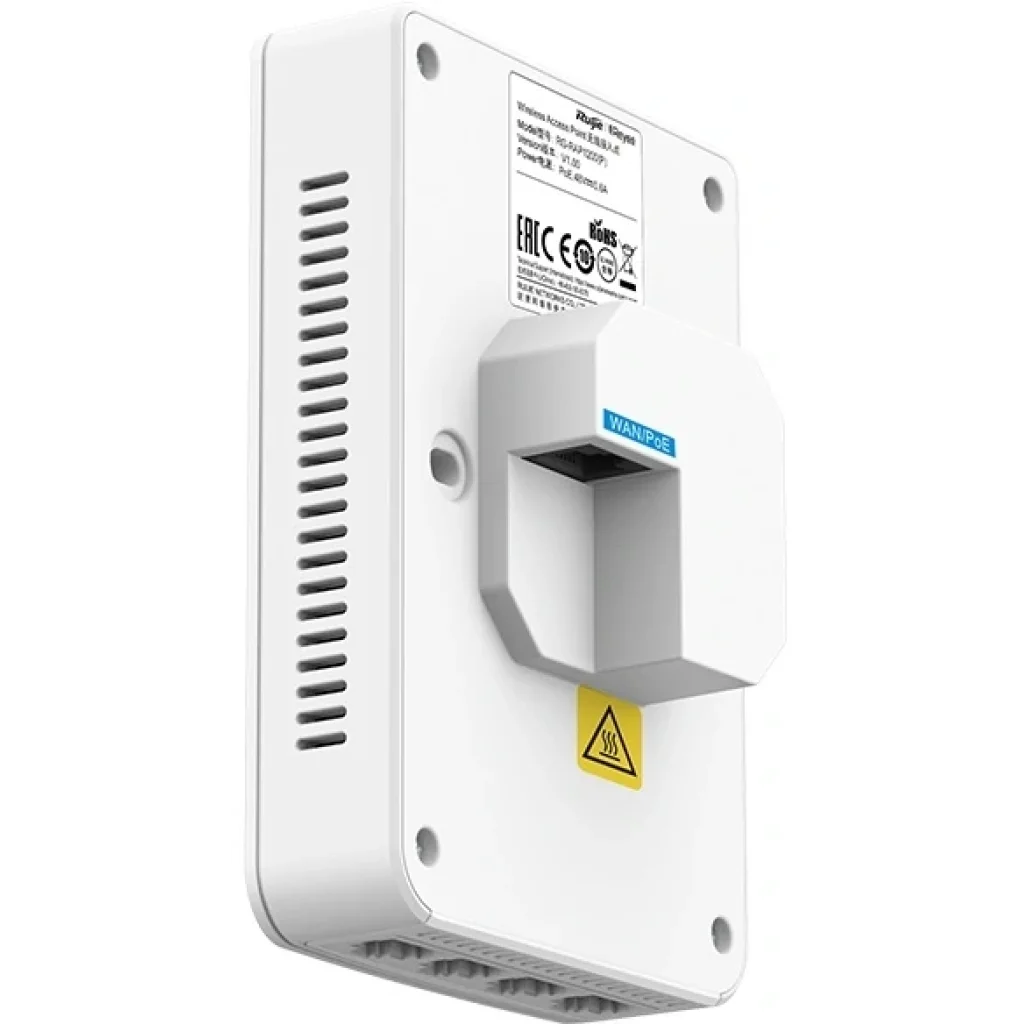 Точка доступу Ruijie Reyee RG-RAP1200(P) (AC1300, 1xGE PoE in, 1xGE PoE out, 3xGE, wall plate, MU-MIMO, PoE, L2/L3 Roaming, Ruijie Cloud) UA