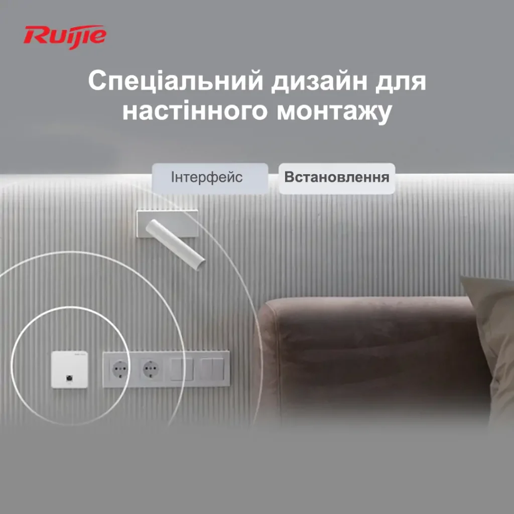 Точка доступу Ruijie Reyee RG-RAP1200(F) (AC1300, 1xFE, wall plate, MU-MIMO, PoE, Ruijie Cloud) UA