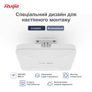 Точка доступу Ruijie Reyee RG-RAP2200(F) (AC1300, 2xFE, MU-MIMO, PoE, Ruijie Cloud) UA
