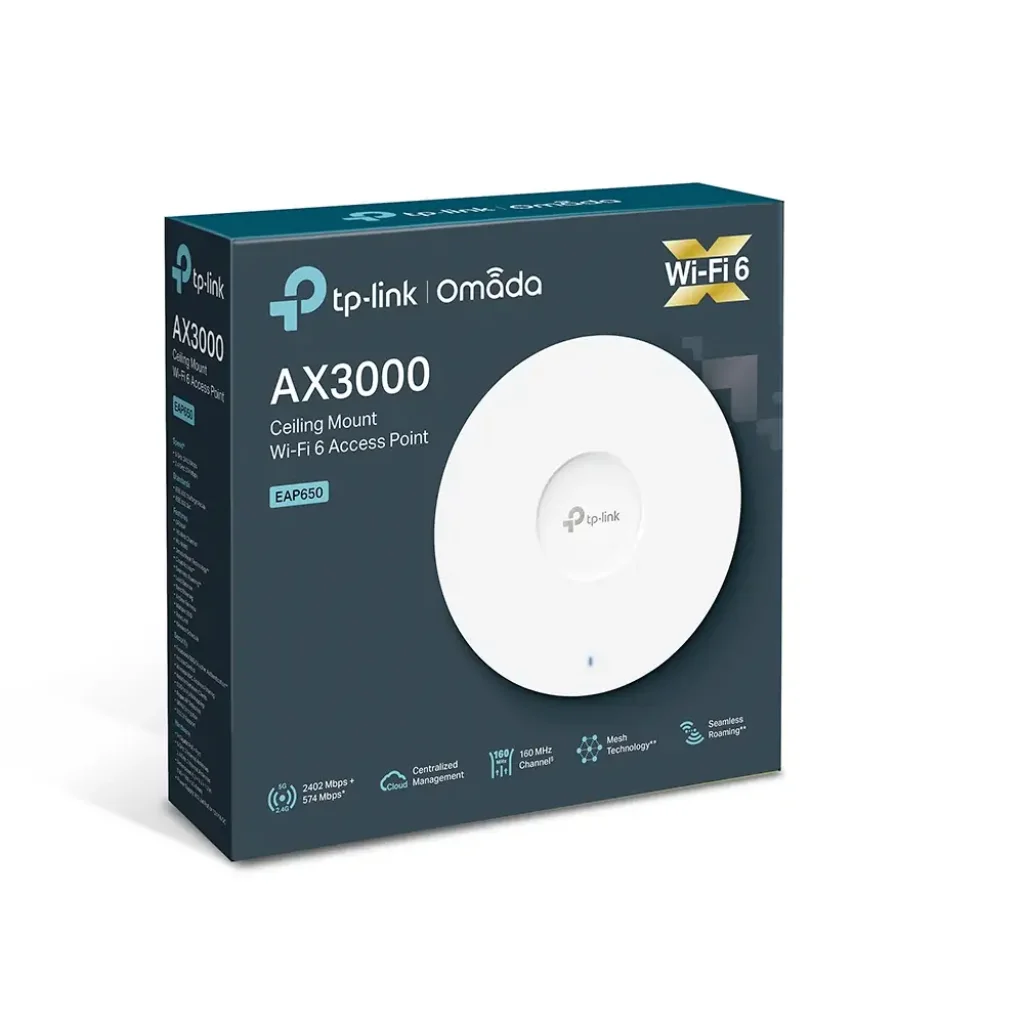 Точка доступу TP-Link EAP650 (AX3000,1хGE WAN,Passive PoE, 2 внутрішні антени) UA