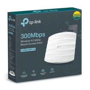 Точка доступу TP-Link EAP115 (1х100Мбит, 300Mbps, 100мВт, 2,4Ghz, 20дБм, стельова, PoE, EAP Controller, 2х3дБи) UA