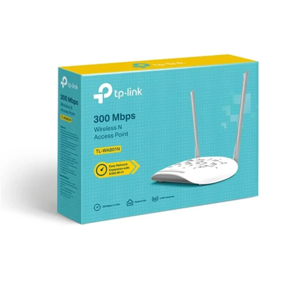 Точка доступа TP-Link TL-WA801N (300Mbps, 100мВт, 2,4Ghz, 2 антенны по 5дБи) UA