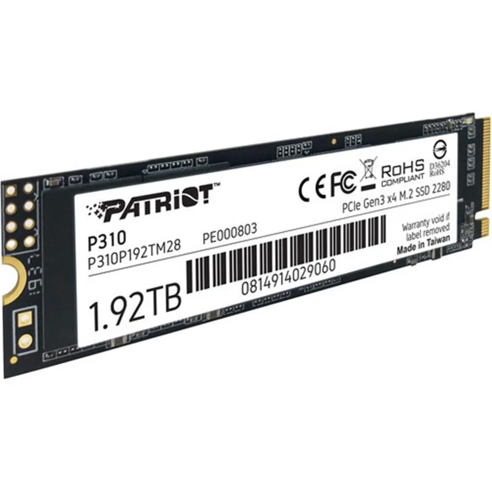 SSD накопитель 1.92TB Patriot P310 M.2 2280 PCIe NVMe 3.0 x4 TLC (P310P192TM28) UA