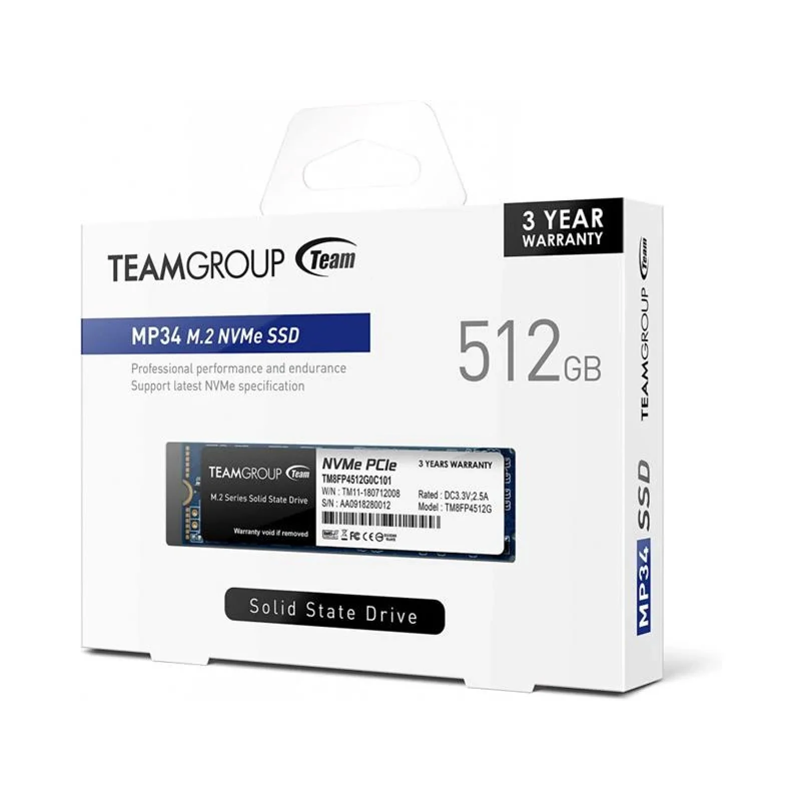 SSD накопичувач 512GB Team MP34 M.2 2280 PCIe 3.0 x4 3D TLC (TM8FP4512G0C101) UA