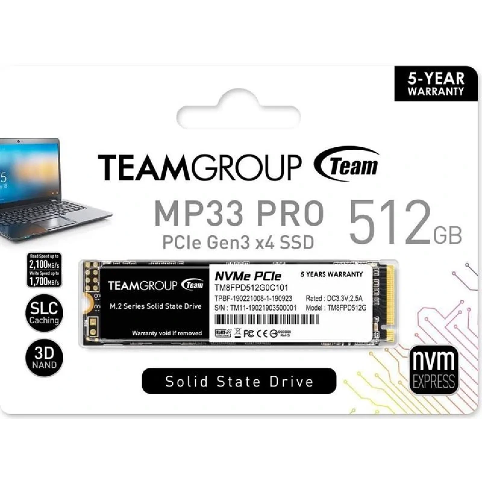 SSD накопичувач 512GB Team MP33 Pro M.2 2280 PCIe 3.0 x4 3D TLC (TM8FPD512G0C101) UA