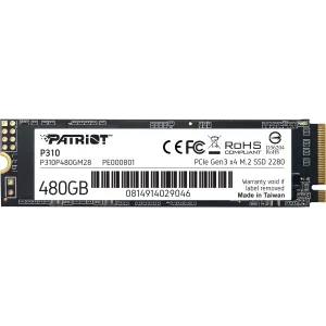 Накопичувач SSD 480GB Patriot P310 M.2 2280 PCIe NVMe 3.0 x4 TLC (P310P480GM28) UA
