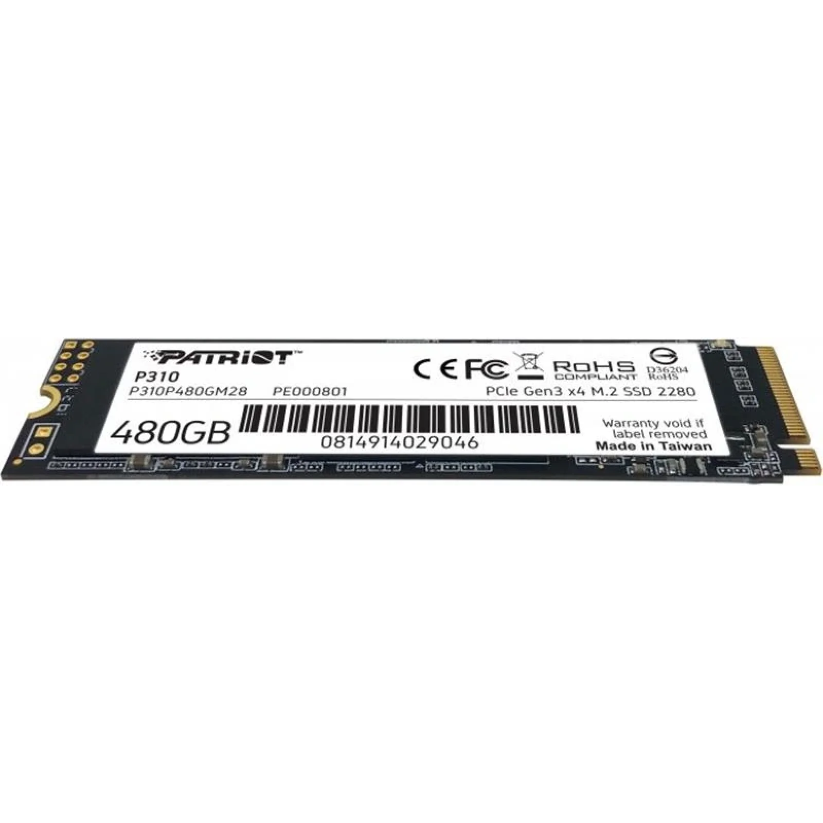 Накопитель SSD 480GB Patriot P310 M.2 2280 PCIe NVMe 3.0 x4 TLC (P310P480GM28) UA