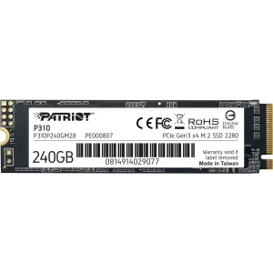 Накопичувач SSD 240GB Patriot P310 M.2 2280 PCIe NVMe 3.0 x4 TLC (P310P240GM28) UA