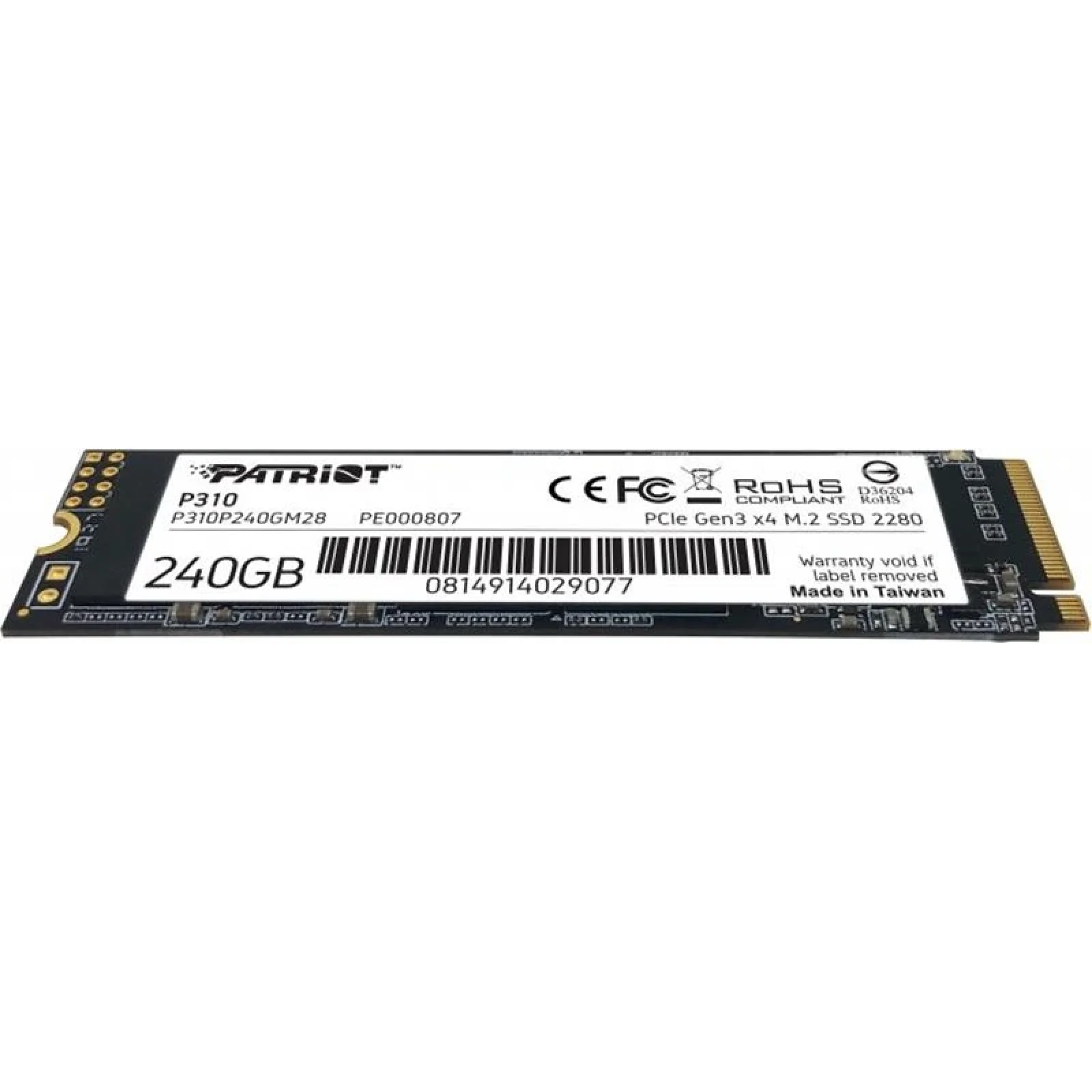 Накопичувач SSD 240GB Patriot P310 M.2 2280 PCIe NVMe 3.0 x4 TLC (P310P240GM28) UA