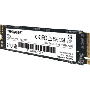 Накопичувач SSD 240GB Patriot P310 M.2 2280 PCIe NVMe 3.0 x4 TLC (P310P240GM28) UA