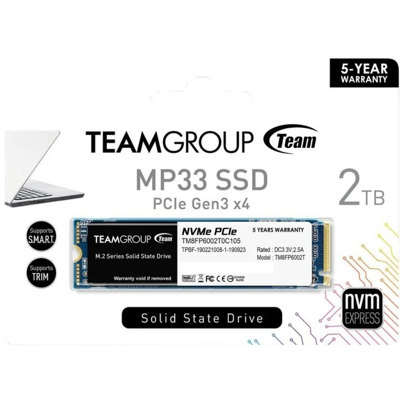 SSD накопичувач 2TB Team MP33 M.2 2280 PCIe 3.0 x4 3D TLC (TM8FP6002T0C101) UA