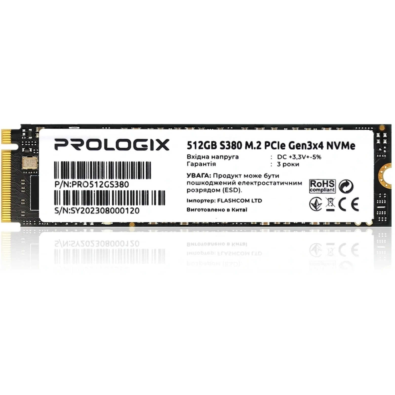 Накопитель SSD 512GB Prologix S380 M.2 2280 PCIe 3.0 x4 NVMe TLC (PRO512GS380) UA