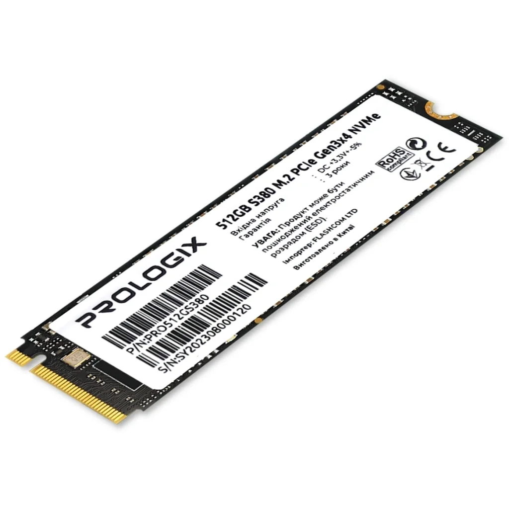 Накопичувач SSD 512GB Prologix S380 M.2 2280 PCIe 3.0 x4 NVMe TLC (PRO512GS380) UA