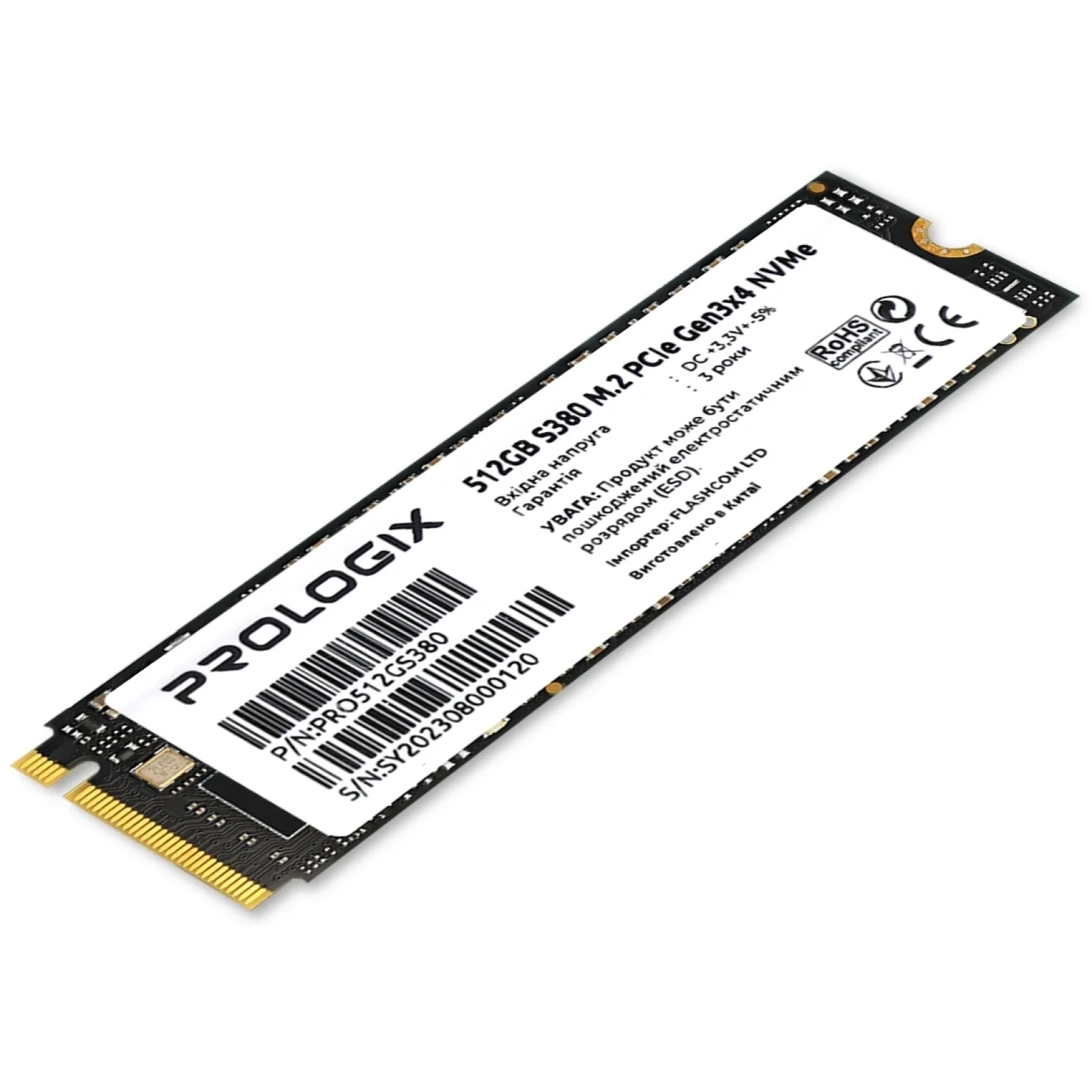 Накопитель SSD 512GB Prologix S380 M.2 2280 PCIe 3.0 x4 NVMe TLC (PRO512GS380) UA