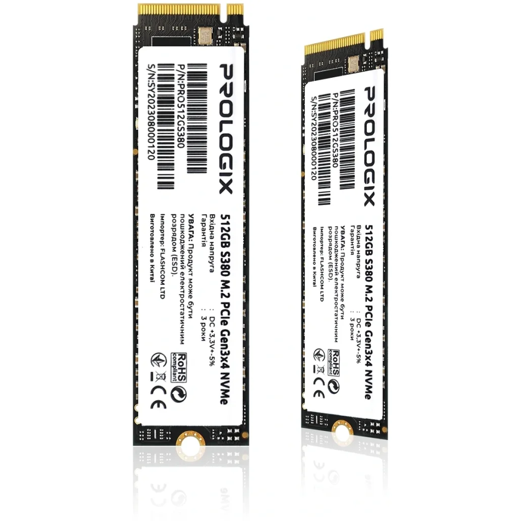 Накопичувач SSD 512GB Prologix S380 M.2 2280 PCIe 3.0 x4 NVMe TLC (PRO512GS380) UA