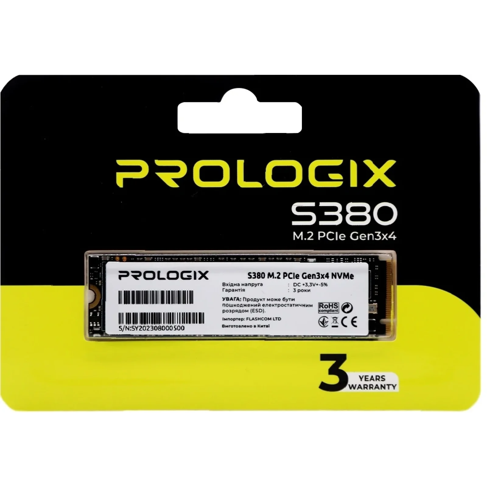 Накопитель SSD 512GB Prologix S380 M.2 2280 PCIe 3.0 x4 NVMe TLC (PRO512GS380) UA