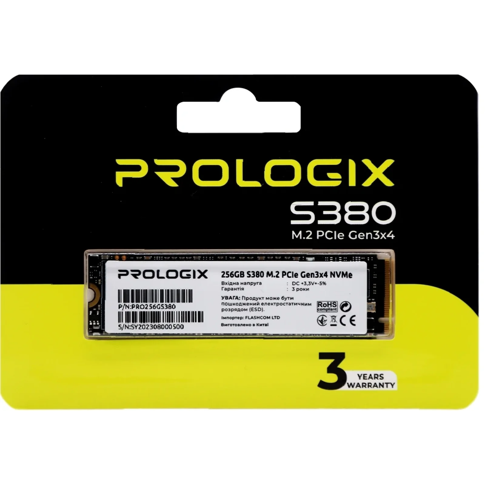Накопитель SSD 256GB Prologix S380 M.2 2280 PCIe 3.0 x4 NVMe TLC (PRO256GS380) UA