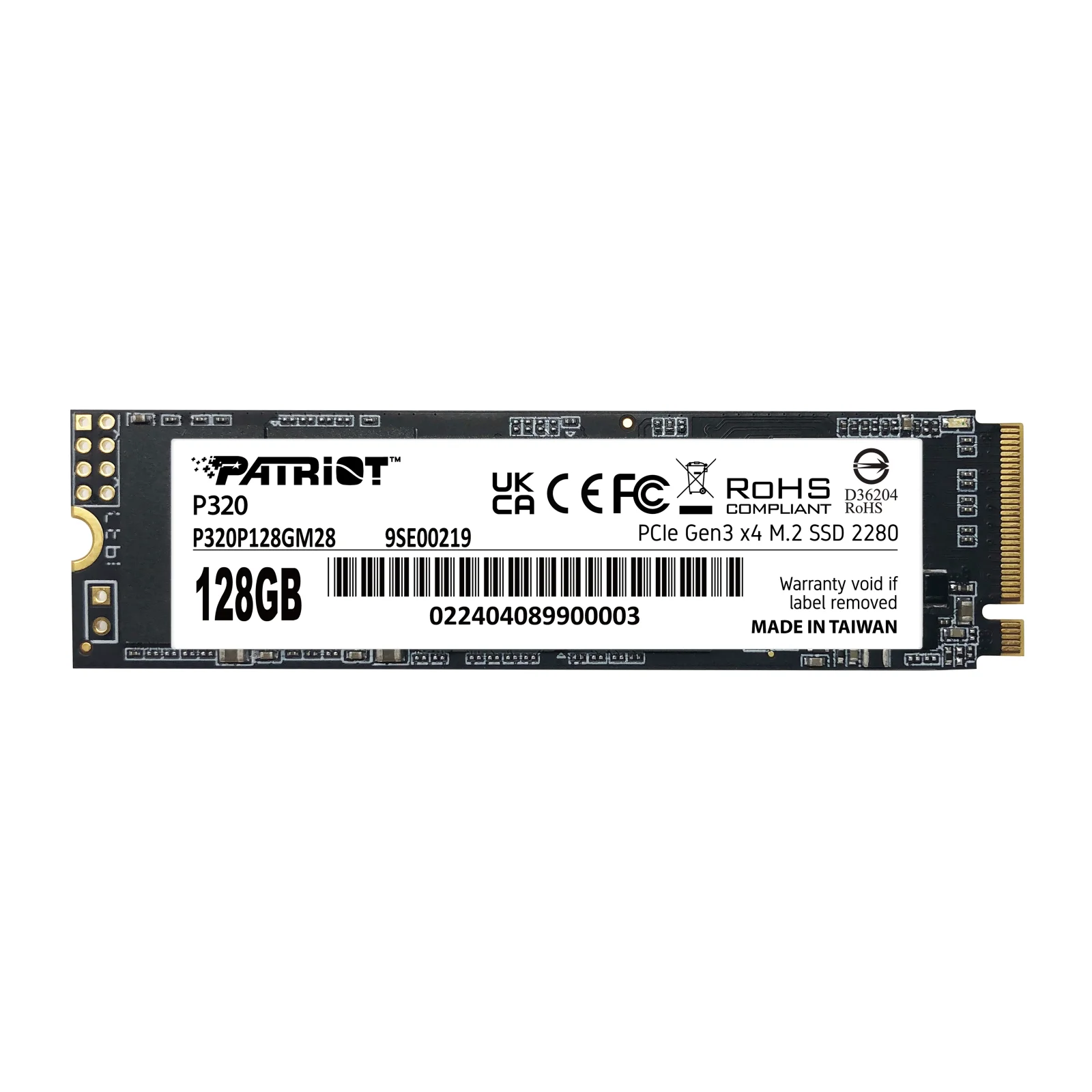 Накопитель SSD 128GB Patriot P320 M.2 2280 PCIe 3.0 x4 NVMe TLC (P320P128GM28) UA