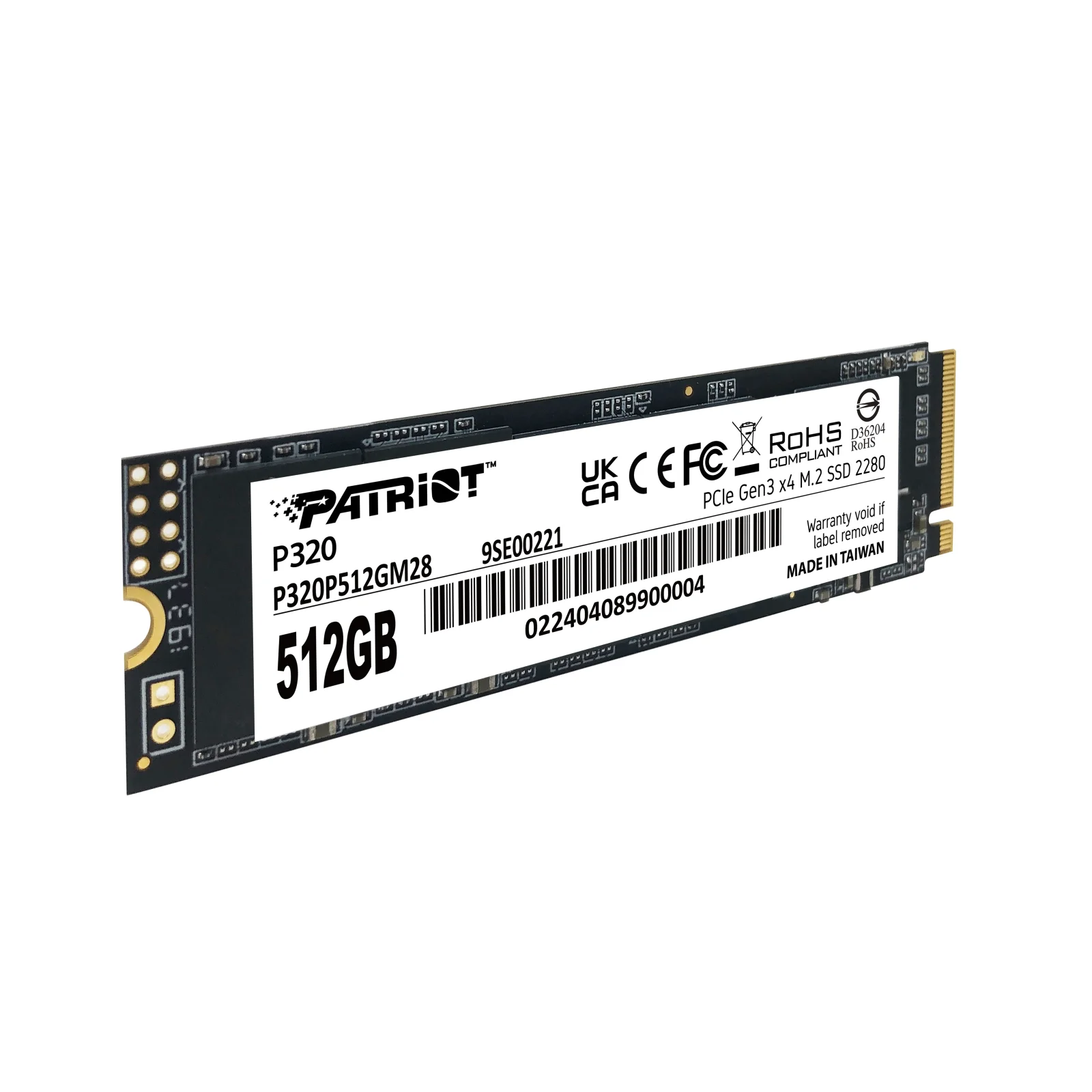 Накопичувач SSD 512GB Patriot P320 M.2 2280 PCIe 3.0 x4 NVMe TLC (P320P512GM28) UA