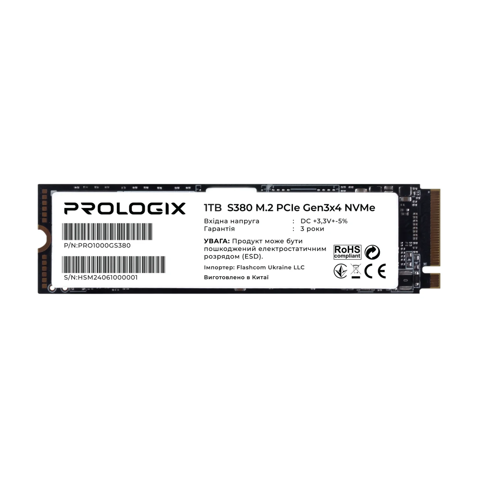 Накопитель SSD 1TB Prologix S380 M.2 2280 PCIe 3.0 x4 NVMe TLC (PRO1000GS380) UA