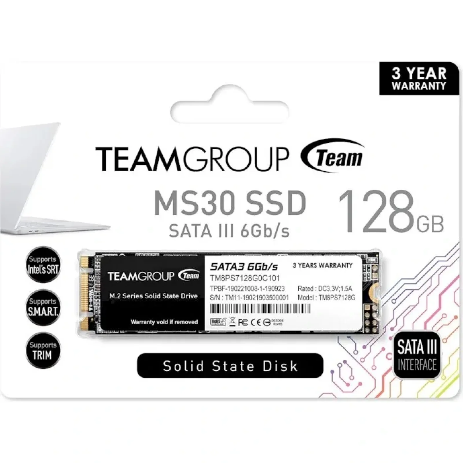 SSD накопичувач 128GB Team MS30 M.2 2280 SATAIII TLC (TM8PS7128G0C101) UA