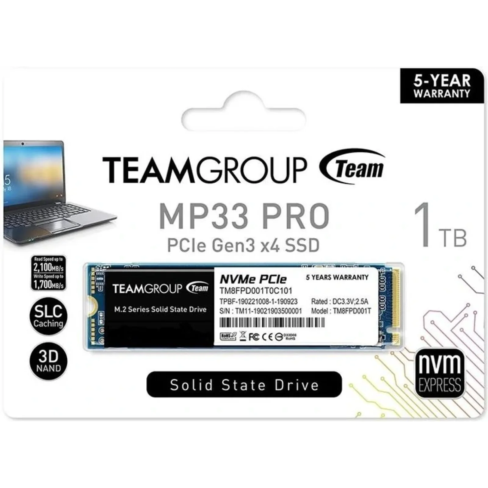 SSD накопичувач 1TB Team MP33 Pro M.2 2280 PCIe 3.0 x4 3D TLC (TM8FPD001T0C101) UA