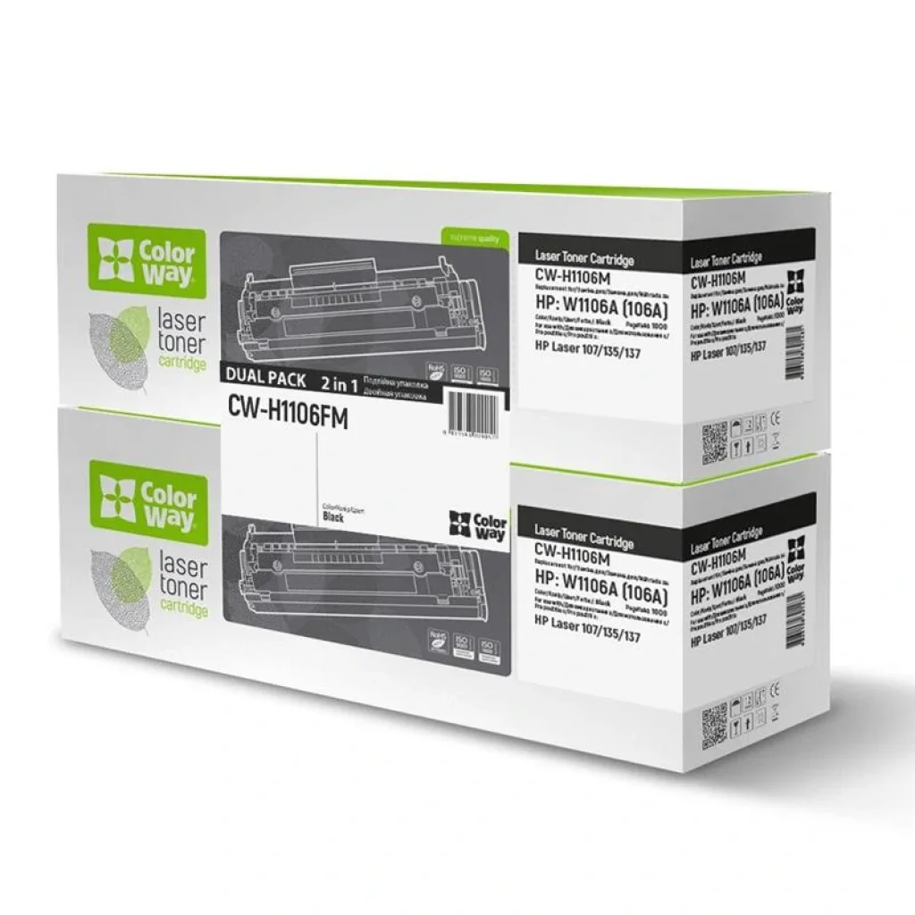 Картридж CW (CW-H1106FM) HP M107/135/137 Black (HP W1106A) Dual Pack UA